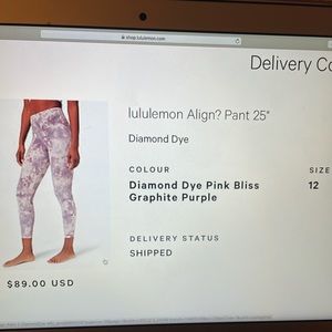 Lululemon alight pant 25”